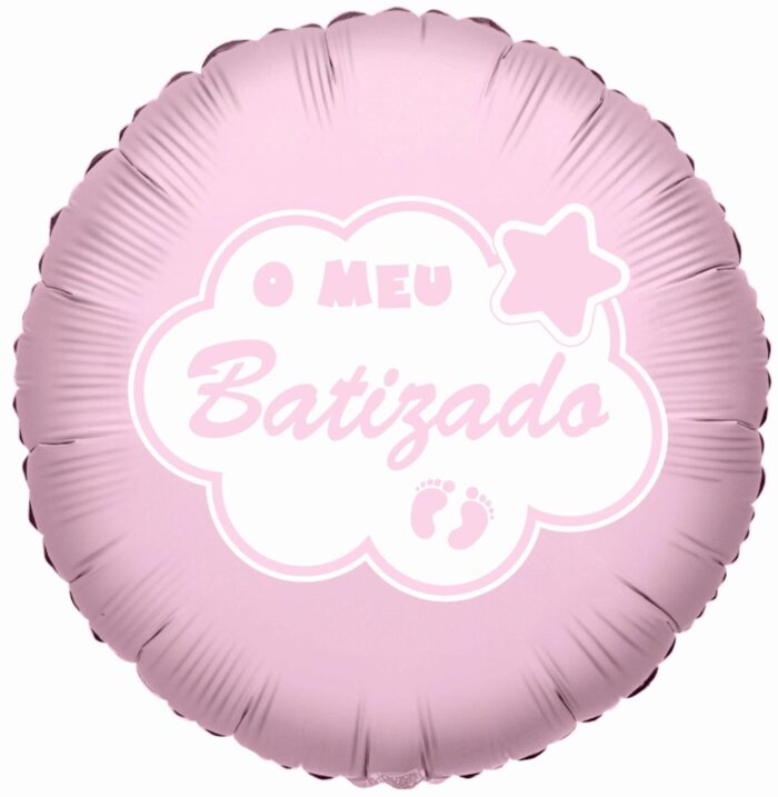 balao foil o meu batizado rosa