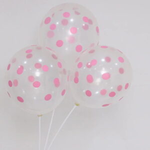 Balões transparentes com pintas Rosa, embalagem de 10 unidades