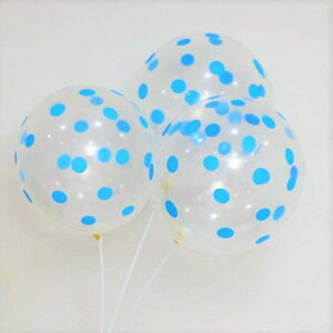 Balões transparentes com pintas Azul, embalagem de 10 unidades