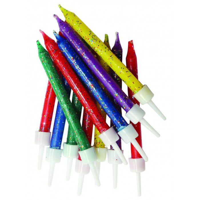 Velas De Aniversário Multicolor Glitter