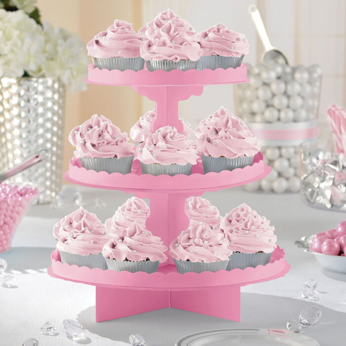 Expositor De Cupcakes Rosa Bebé