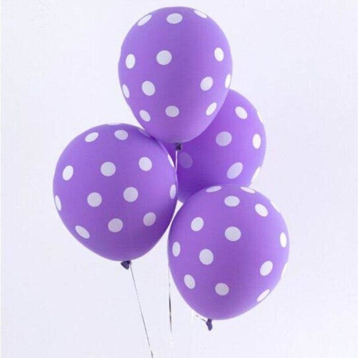 Balões Com Pintas Brancas, 6 Unidades - Violeta
