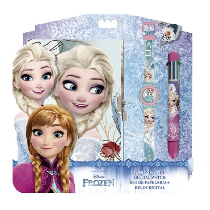 Set Relógio, Caneta & Diário Frozen +3 Anos