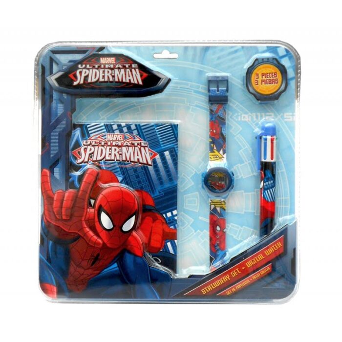 Set Relógio, Caneta & Diário Homem Aranha +3 Anos