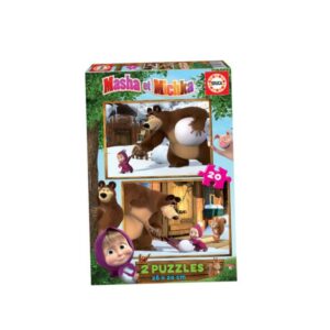 Conjunto de dois Puzzles Masha e o Urso – 20Pcs +3 Anos