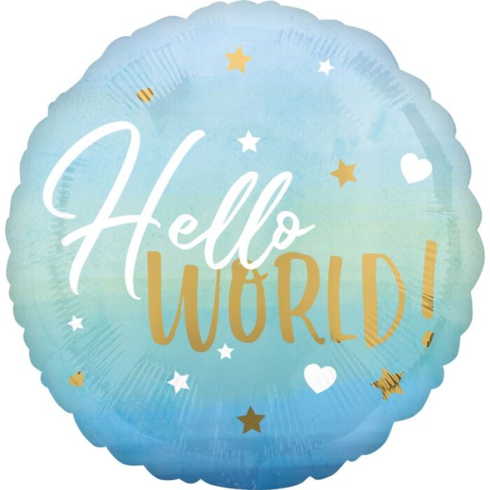 Balão Foil 45Cm Hello World Azul