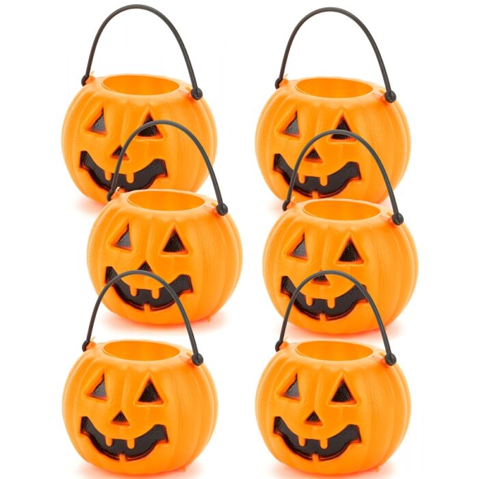 6 mini sceaux citrouilles pour bonbons d halloween