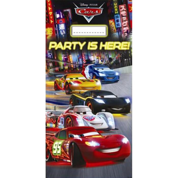 door banner cars neon disney plastic 152x76cm 1pc