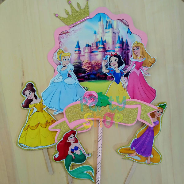 Topo de Bolo Princesas Disney Parabéns-Extra Festas