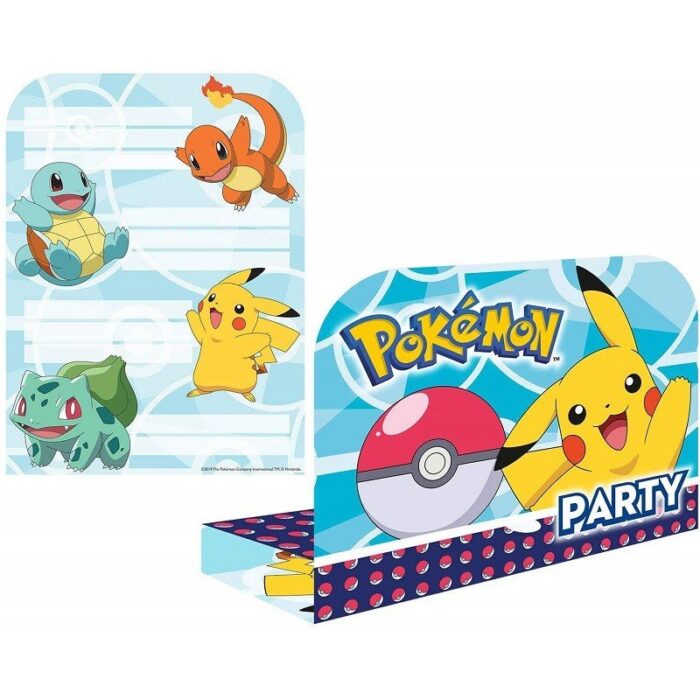 conjunto 8 convites com envelope pokemon