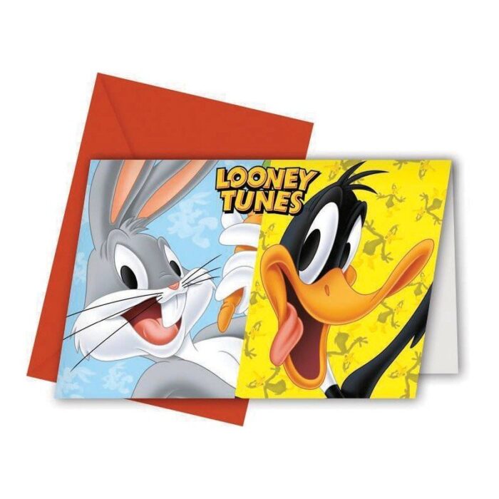 invitaciones looney tunes 6 uds