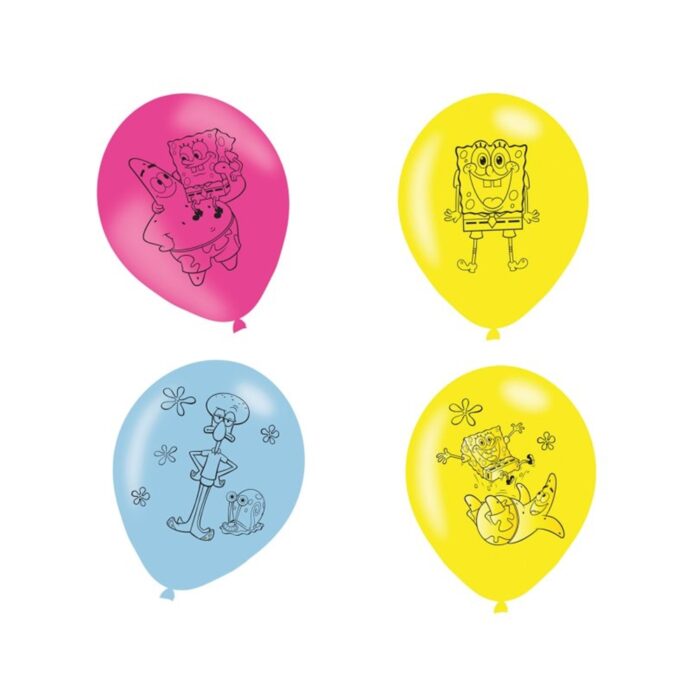 6 Balões Latex Bob Esponja