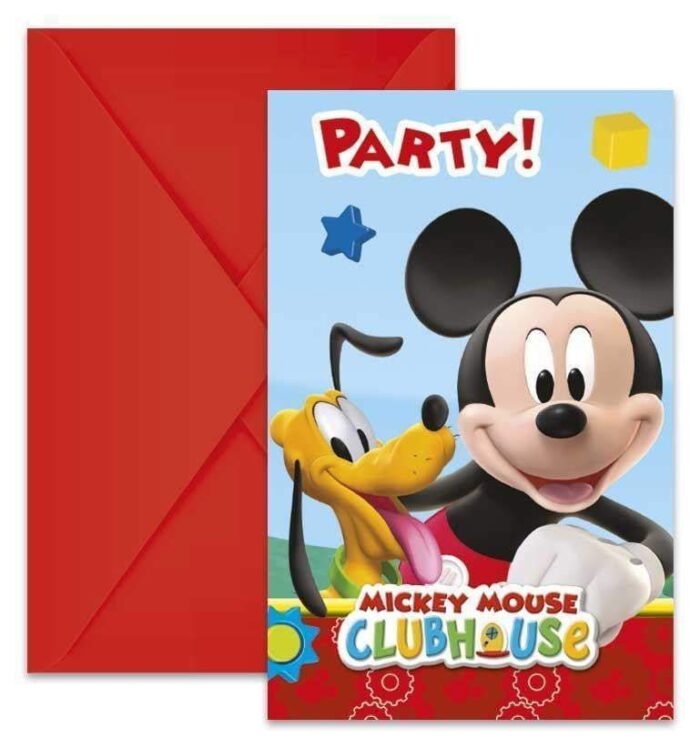 mickey mouse mikke mus party invitasjoner 6 stk 12246166044736