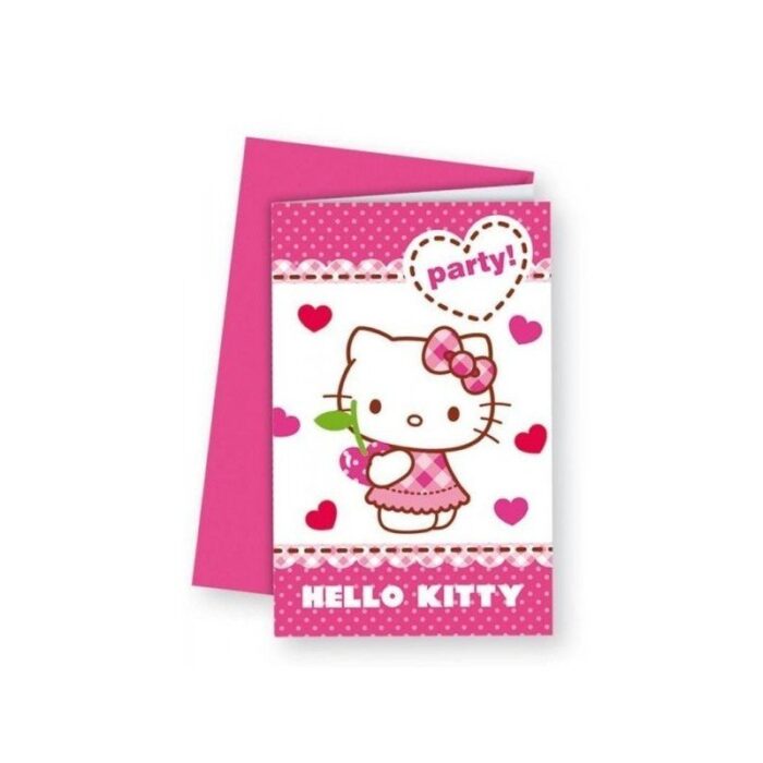 polybag 6 invitaciones hello kitty hearts