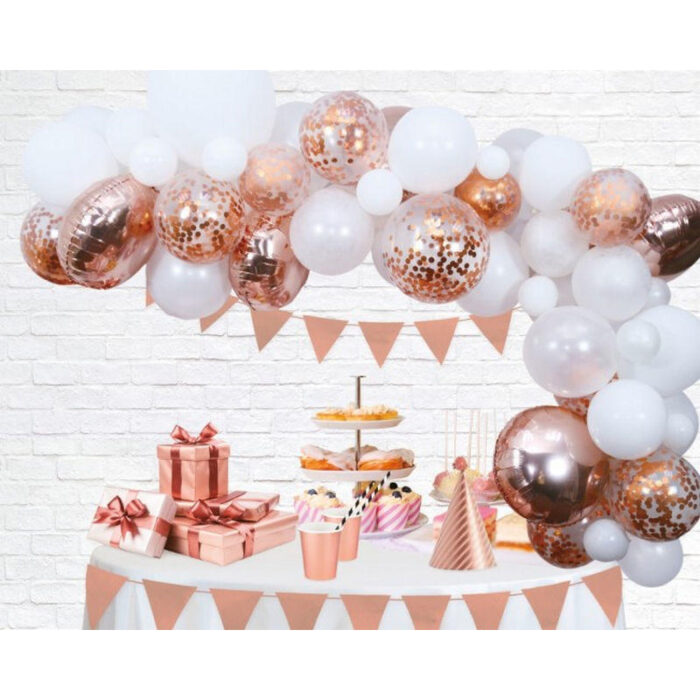 Kit Arco De Balões Rosa E Dourado
