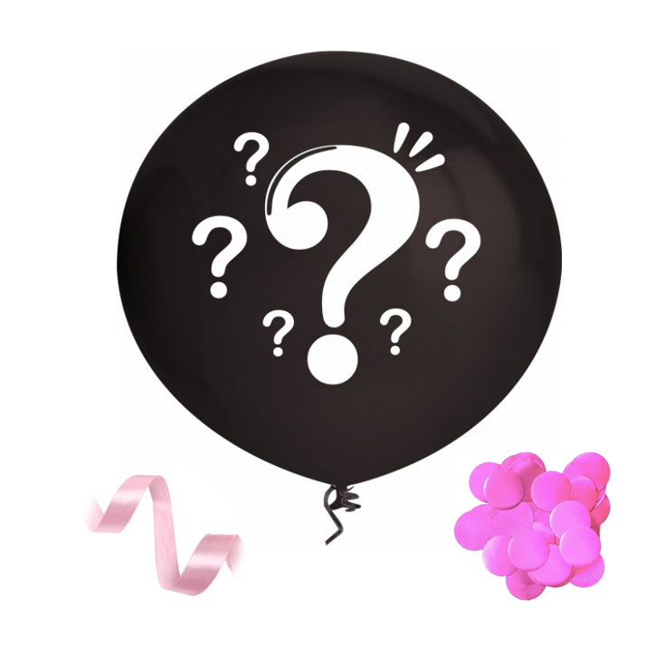 Balão Chá De Revelação Com Fita E Confettis Rosa 1 Balão Chá De Revelação Com Fita E Confettis Rosa