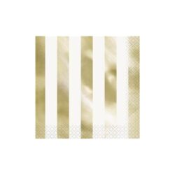 Guardanapos Grandes Listrados Dourados (33 cm x 33 cm), 16 ct - Estampa Metálica