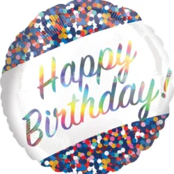 Balão Foil Birthday iridiscente 46 cm