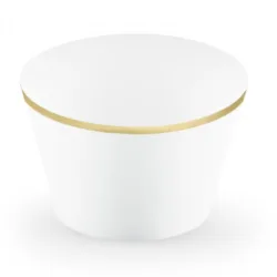 6 Formas de Cupcake Branco Rebordo Dourado