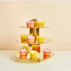 Expositor para Cupcakes 3 Andares Dourado